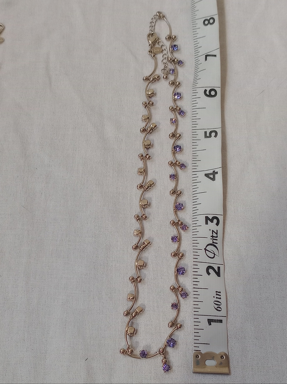 Vintage Monet Gold Tone Lavender Crystal Vine Necklace & Bracelet Set - Picture 8 of 13